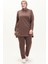 Büyük Beden Cepli Eşofman Takım 11042-02 Kahverengi 2
