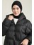 Kapitone Fermuarlı Şişme Mont 7001-01 Siyah 5