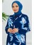 Çiçek Desenli Elbise 4094-02 Lacivert 4