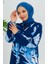 Çiçek Desenli Elbise 4094-02 Lacivert 5