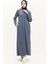 Kapüşonlu Cepli Spor Ferace 3011-05 Indigo 1