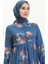 Çiçek Desenli Şifon Elbise 81842-03 Indigo 3