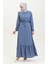 Desenli Viskon Elbise 81867-03 Indigo 1