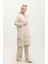 Düğme Detaylı Tunik Pantolon Ikili Takım 11302-05 Krem 2