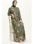Çiçek Desenli Şifon Elbise 81842-02 Haki 1