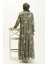 Çiçek Desenli Şifon Elbise 81842-02 Haki 5