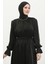 Simli Keten Kuşaklı Elbise 81853-03 Siyah 4