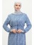 Çiçek Desenli Viskon Elbise 81859-04 Indigo 5