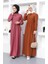 Beli Büzgülü Elbise 0575-11 Taba 1