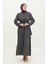 Yarım Düğmeli Desenli Elbise 0368-01 Lacivert 2