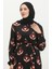 Alisa Farbalı Kuşaklı Viskon Elbise 4599A-03 Siyah Kiremit 3