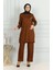 Püskül Detaylı Tunik Pantolon Ikili Takım 20042-07 Taba 2
