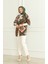 Desenli Viskon Kimono 83006D-01 Haki Kahverengi 2