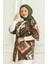 Desenli Viskon Kimono 83006D-01 Haki Kahverengi 3