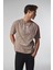 Bej Düşünen Adam Baskılı Oversize Tshirt 5