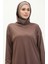 Kapüşonlu Mevsimlik Düz Tunik 8661-01 Kahverengi 3