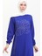 Taşlı Krep Abiye Elbise 0481-02 Saks 3