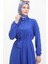 Düğmeli Kuşaklı Elbise 0462-01 Saks 4