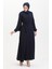 Bürümcük Kumaş Yandan Bağlamalı Elbise 1033-03 Lacivert 2