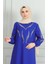 Kolu Lastikli Taşlı Abiye Elbise 0497-02 Saks 3
