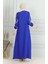 Kolu Lastikli Taşlı Abiye Elbise 0497-02 Saks 5