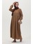 Bürümcük Kumaş Büzgülü Elbise 1048-04 Vizon 1