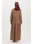 Bürümcük Kumaş Büzgülü Elbise 1048-04 Vizon 5
