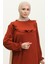 Fırfır Detaylı Fitilli Elbise 0315-03 Kiremit 3