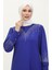 Taş Baskılı Elbise 0406-05 Saks 4