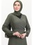 Bürümcük Kumaş Yandan Bağlamalı Elbise 1033-01 Haki 3