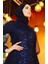 Payetli Abiye Elbise 5346-04 Lacivert 4