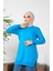 Iki Iplik Yırtmaç Detaylı Sweatshirt 9103-01 Mavi 1