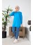 Iki Iplik Yırtmaç Detaylı Sweatshirt 9103-01 Mavi 2
