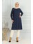 Yırtmaçlı Uzun Tunik 9141-07 Lacivert 2