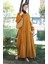 Kolu Lastikli Düğmeli Elbise 0463-06 Taba 3