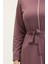Etek Ucu Büzgülü Kuşaklı Ferace 0703-02 Lila 4