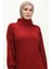 Boğazlı Düz Elbise 0196-02 Bordo 3