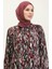 Büyük Beden Desenli Viskon Elbise 44851M-02 Siyah Bordo 3