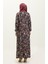 Büyük Beden Desenli Viskon Elbise 44851M-02 Siyah Bordo 5