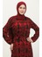 Alisa Farbalı Kuşaklı Viskon Elbise 4599-02 Kırmızı 4