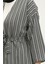 Desenli Kuşaklı Abaya 83005-01 Siyah Beyaz 4