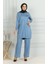 Püskül Detaylı Tunik Pantolon Ikili Takım 20042-06 Mavi 2