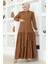 Eteği Katlı Jessica Krep Ferace 0031-02 Kahverengi 2