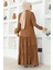 Eteği Katlı Jessica Krep Ferace 0031-02 Kahverengi 4
