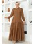 Eteği Katlı Jessica Krep Ferace 0031-02 Kahverengi 5