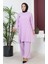 Büyük Beden Bürümcük Tunik Pantolon Ikili Takım 2608-10 Lila 1