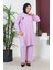 Büyük Beden Bürümcük Tunik Pantolon Ikili Takım 2608-10 Lila 3