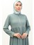 Büzgülü Fermuarlı Ferace 0695-09 Mint Yeşili 3