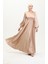 Kuplu Saten Abiye Elbise 52895-01 Vizon 1