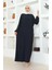 Bürümcük Kumaş Elbise Ferace 1023-02 Lacivert 1